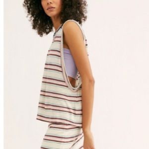 Striped Free People Muscle Tee Tank (Small)